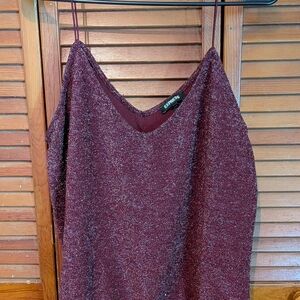 Express Burgundy Glitter Tank Top